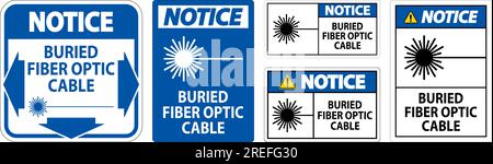 Notez le premier signe, câble à fibre optique enterré Illustration de Vecteur