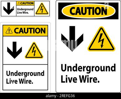 Avertissement, câble sous tension souterrain. Illustration de Vecteur