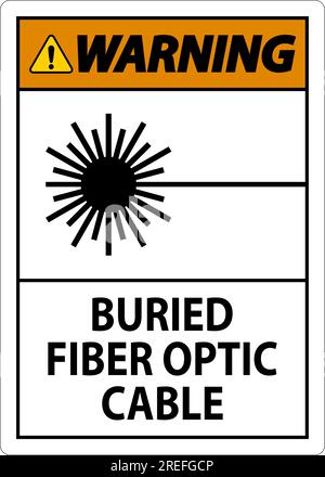 Panneau d'avertissement, câble à fibre optique enterré Illustration de Vecteur