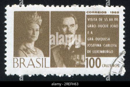 BRÉSIL - CIRCA 1965 : timbre imprimé par le Brésil, montrant le Grand-Duc et la Duchesse de Luxembourg, circa 1965 Banque D'Images