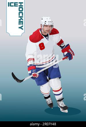 Joueurs de hockey. illustration de 3d couleurs vectorielles Illustration de Vecteur