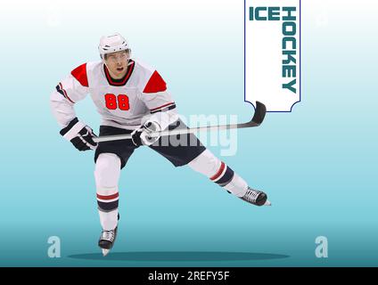 Joueurs de hockey. illustration de 3d couleurs vectorielles Illustration de Vecteur