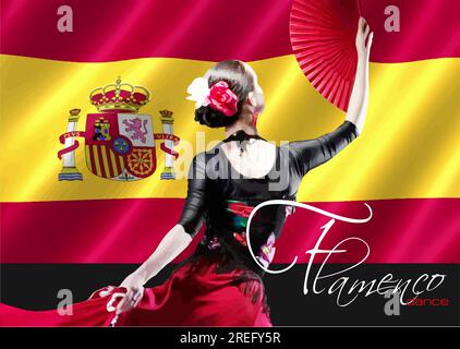 Belle jeune femme dansant le flamenco. Illustration 3d vectorielle Illustration de Vecteur