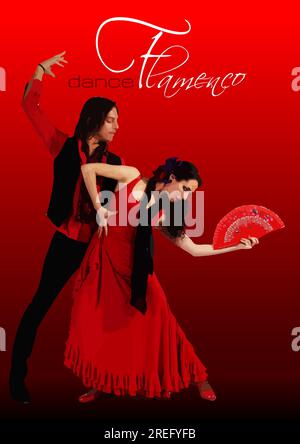 Beau jeune couple dansant le flamenco. Illustration vectorielle 3D. Illustration de Vecteur