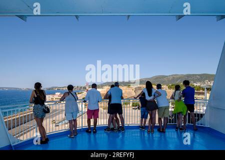 Navire Balearia, port de Palma, Majorque, Îles Baléares, Espagne Banque D'Images