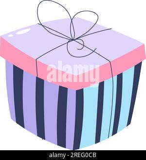 Fête des fêtes et tradition de cadeaux. Boîte isolée avec papier d'emballage et fil ou ruban décoratif. Surprise minimaliste, coffret cadeau Illustration de Vecteur