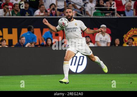 Le défenseur du Real Madrid Daniel Carvajal (2 ans) contrôle la possession lors du Soccer Champions Tour contre Manchester United, mercredi 26 juillet 2023, AT Banque D'Images