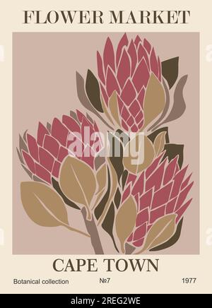 Art vectoriel d'affiche abstraite Flower Market Cape Town Illustration de Vecteur