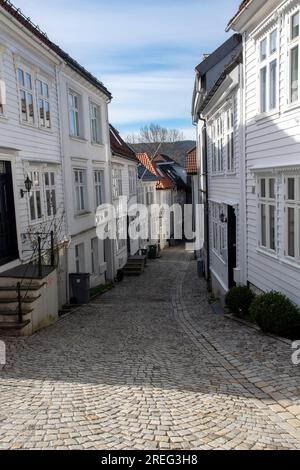 Rue typique du centre de Bergen en Norvège Banque D'Images