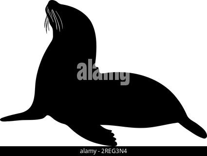 Silhouette de lion de mer isolée. illustration vectorielle Illustration de Vecteur