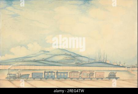 Vue sur le London and Birmingham Railway, Primrose Hill, Chalk Farm, montrant le Travelling Post Office de W. S. Penson Banque D'Images