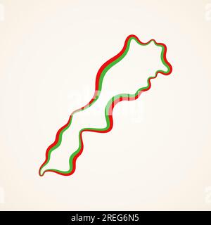 Plan du Maroc marqué avec ruban en couleurs du drapeau. Illustration de Vecteur