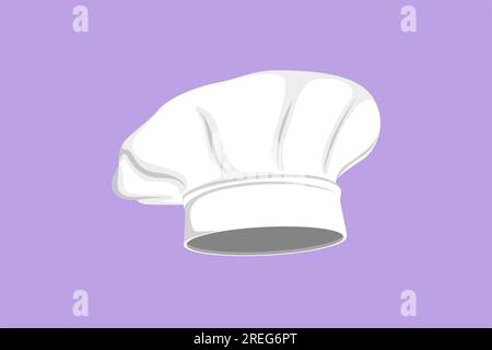 Dessin plat graphique chapeau ou chapeau uniforme de chef de dessin pour le logo de restaurant, étiquette, flyer, autocollant, icône, carte, symbole. Café, boutique et restaurant logotype Banque D'Images
