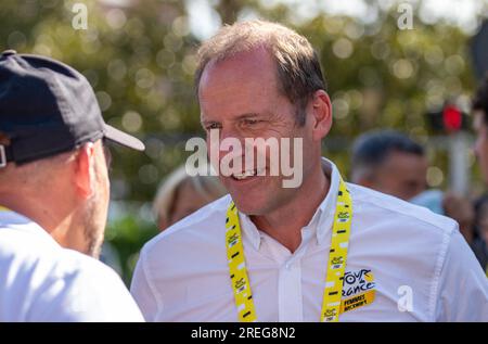 Albi, France. 27 juillet 2023. Christian Prudhomme à l'arrivée de la cinquième étape du Tour de France féminin 2023 à Albi, le 27 2023 juillet. Photo d'Arnaud Bertrand/ ABACAPRESS.COM crédit : Abaca Press/Alamy Live News Banque D'Images