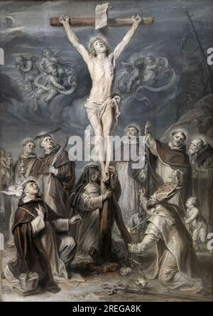 Christ sur la Croix adoré par huit saints de l'ordre dominicain 1652 par Abraham van Diepenbeeck Banque D'Images