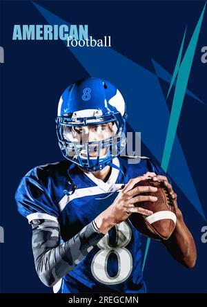 Image d'un joueur de football américain. Affiche. Illustration de Vector 3D Illustration de Vecteur