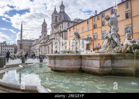 Rome, Italie - 27 novembre 2022 : Fontaine de Neptune, Piazza Navona, Rome Banque D'Images