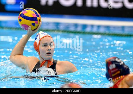 Fukuoka, Japon. 28 juillet 2023. FUKUOKA, JAPON - 28 JUILLET : Iris Wolves des pays-Bas lors du match de water-polo féminin entre les pays-Bas et l'Espagne le jour 15 des Championnats du monde de natation de Fukuoka 2023 au Marine Messe Fukuoka Hall B le 28 juillet 2023 à Fukuoka, Japon. (Photo Nikola Krstic/Agence BSR) crédit : Agence BSR/Alamy Live News Banque D'Images
