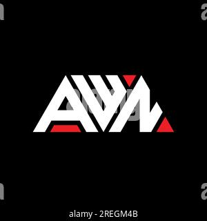 Logo de lettre triangle AWN avec forme de triangle. Monogramme de logo triangle AWN. Modèle de logo vectoriel triangle AWN avec couleur rouge. AWN triangul Illustration de Vecteur