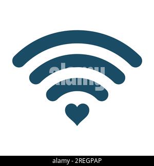 Signe WiFi avec coeur, symbole Wi-fi sur fond blanc. Pictogramme, illustration du jeu d'icônes. Utile pour la conception de sites Web, bannières, médias imprimés, applications mobiles Banque D'Images