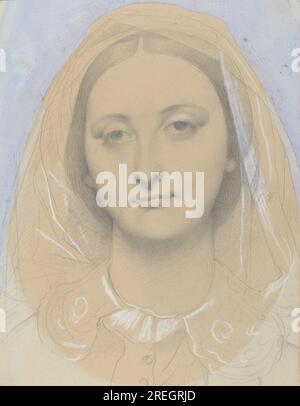 Jean-Auguste-Dominique Ingres, Mademoiselle Mary de Borderieux(?), 1857, Graphite et aquarelle avec reflets blancs, total : 35,2 x 27,1 cm (13 7/8 x 10 11/16 in.) Cadre : 51,4 x 42,9 cm (20 1/4 x 16 7/8 po), Collection Woodner, cadeau de Dian Woodner, 2011,42,6' Banque D'Images