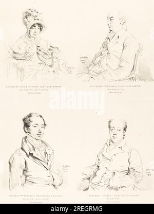 'Jean-Auguste-Dominique Ingres, Sylvester (Douglas) Lord Glenbervie ; Katherine Anne (Nord) Glenbervie ; Frederic (Nord) Earl of Guilford ; Frederic Sylvester Douglas, 1815, lithographie, quatre portraits imprimés sur une feuille, Collection Rosenwald, 1943.3,5088' Banque D'Images