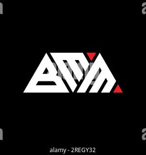 Logo lettre triangle BMM avec forme de triangle. Monogramme de logo triangle BMM. Modèle de logo vecteur triangle BMM avec couleur rouge. BMM triangul Illustration de Vecteur