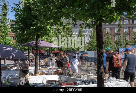 Échange rencontre dans le centre-ville de Copenhague, Danemark Banque D'Images