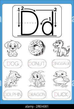 Letter Tracing a-z pour les enfants et les adultes Illustration de Vecteur