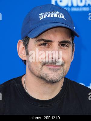 ELYSIAN PARK, LOS ANGELES, CALIFORNIE, États-Unis - JUILLET 27 : Brad Paisley, chanteur de country américain et guitariste, arrive au Kershaw's Challenge 10th Annual Ping pong 4 Purpose 2023 Charity Event Celebrity Tournament qui s'est tenu au Dodger Stadium le 27 juillet 2023 à Elysian Park, Los Angeles, Californie, États-Unis. (Photo de Xavier Collin/image Press Agency) Banque D'Images