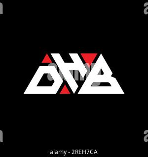 Logo de lettre triangle DHB avec forme de triangle. Monogramme de logo triangle DHB. Modèle de logo vecteur triangle DHB avec couleur rouge. DHB triangul Illustration de Vecteur