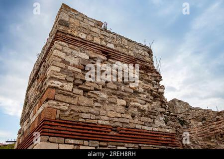 Archéologie ancienne, ruines de la vieille ville de Nessebar, station balnéaire de la mer Noire, Balkans, Bulgarie Banque D'Images