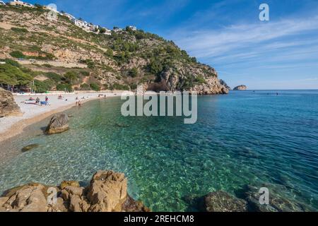 Espagne, Costa Blanca, Alicante, Javea, Plage de Playa Granadella Banque D'Images