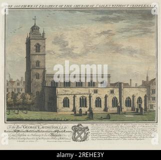 La perspective sud-ouest de l'église de St. Giles sans Cripplegate 1737 de William Henry Toms Banque D'Images