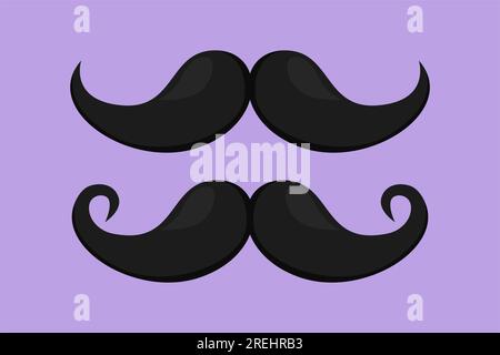 Caractère plat dessin moustaches vieux style logo, étiquette, flyer, autocollant, modèle. Icône stylisée de moustaches pour homme adulte. Visage vintage moustache. Symbole Banque D'Images