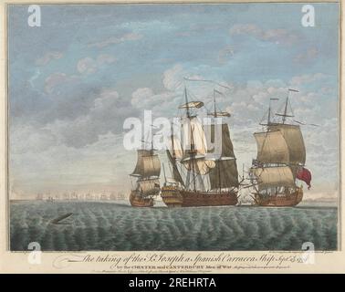 La prise de la St. Joseph a Spanish Carracca Ship, septembre 23 1739, par les hommes de guerre de Chester et Canterbury, ce prix a été évalué à plus de 150 000 livres. Par R. Parr Banque D'Images