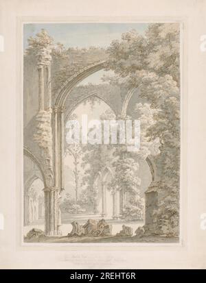 Vue intérieure de l'abbaye de Tintern regardant de la nef à la fenêtre est par Thomas Sunderland Banque D'Images