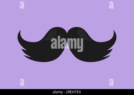 Dessin de style plat de dessin animé vieux style moustaches logo, étiquette, flyer, autocollant, carte, modèle. Icône moustaches homme adulte. Visage vintage moustache. Symbole Banque D'Images