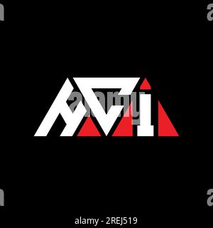 Conception de logo de lettre triangle HCI avec forme de triangle. Monogramme de conception de logo de triangle HCI. Modèle de logo vecteur triangle HCI avec couleur rouge. HCI triangul Illustration de Vecteur