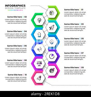 Modèle d'infographie avec icônes et 10 options ou étapes. Hexagons. Peut être utilisé pour la mise en page de flux de travail, le diagramme, la bannière, la conception Web. Illustration vectorielle Illustration de Vecteur