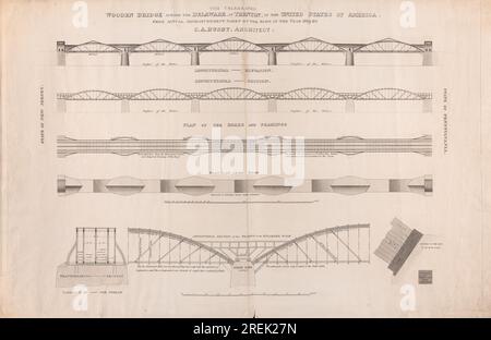 Le célèbre pont en bois à travers le Delaware à Trenton 1821 par Charles Busby Banque D'Images