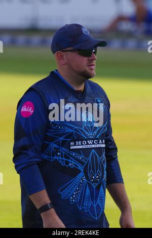 Chester le Street, 16 juin 2023. Mark Watt joue pour Derbyshire Falcons contre Durham Cricket dans un match de Vitality Blast au Seat unique Riverside, Chester le Street. Crédit : Colin Edwards Banque D'Images