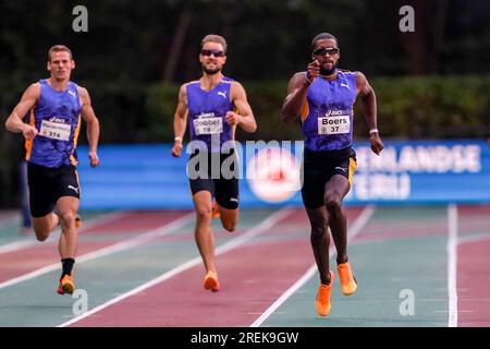 BREDA, PAYS-BAS - JUILLET 28 : Isayah Boers de Rotterdam Atletiek en demi-finale sur 400 mètres lors des Championnats nationaux néerlandais d'athlétisme le 28 juillet 2023 à Breda, pays-Bas (photo Andre Weening/Orange Pictures) crédit : Orange pics BV/Alamy Live News Banque D'Images