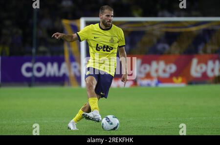 Bruxelles, Belgique. 28 juillet 2023. Bart Nieuwkoop de l'Union photographié en action lors d'un match de football entre la Royale Union Saint-Gilloise et le RSC Anderlecht, vendredi 28 juillet 2023 à Bruxelles, le jour 1/30 de la première division du championnat de Belgique 'Jupiler Pro League' 2023-2024. BELGA PHOTO VIRGINIE LEFOUR crédit : Belga News Agency/Alamy Live News Banque D'Images