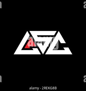 Logo de lettre triangle LSC avec forme de triangle. Monogramme de logo triangle LSC. Modèle de logo vecteur triangle LSC avec couleur rouge. LSC triangul Illustration de Vecteur