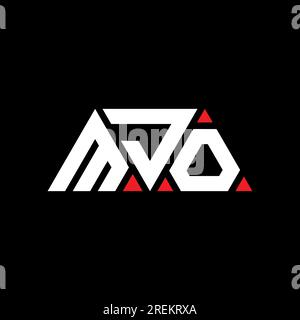 Logo de lettre triangle MJO avec forme de triangle. Monogramme de logo triangle MJO. Modèle de logo vectoriel triangle MJO avec couleur rouge. MJO triangul Illustration de Vecteur