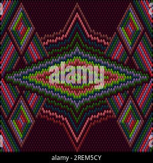 Ornement, mosaïque, ethnique, folk modèle. Il est fabriqué dans des couleurs vives, juteuses et parfaitement assorties. Illustration de Vecteur