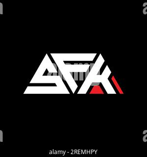 Logo de lettre triangle SFK avec forme de triangle. Monogramme de logo triangle SFK. Modèle de logo vectoriel triangle SFK avec couleur rouge. SFK triangul Illustration de Vecteur