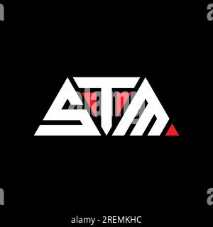 Logo de lettre triangulaire STM avec forme de triangle. Monogramme de logo triangle STM. Modèle de logo vectoriel triangle STM avec couleur rouge. STM triangul Illustration de Vecteur