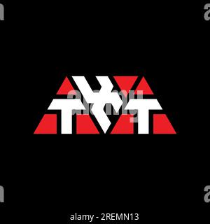 Logo de lettre triangle TXT avec forme de triangle. Monogramme de logo triangle TXT. Modèle de logo vecteur triangle TXT avec couleur rouge. TXT triangul Illustration de Vecteur